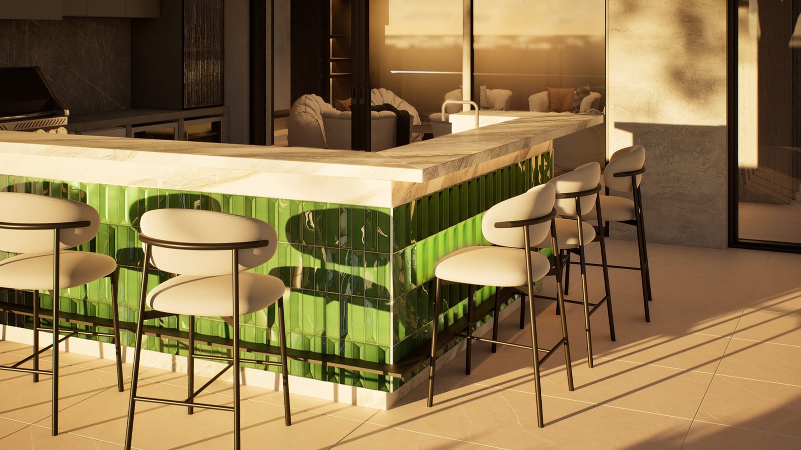 The outdoor bar and covered terrace at 528 Wampler Drive